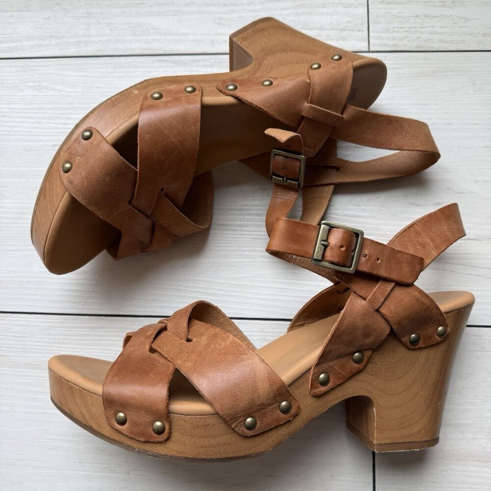 KORKS by Kork Ease Size 10 BAGLEY Natural Brown Ankle Strap Sandals Heels Shoes
